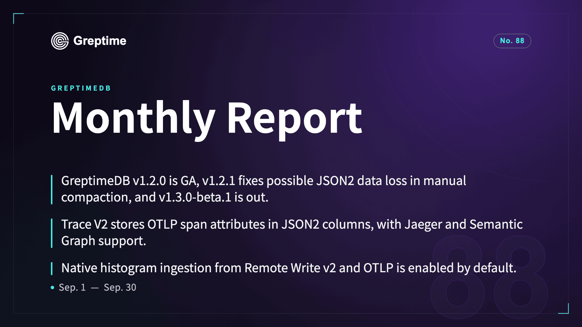 v1.2 GA, v1.3 Beta, Trace V2 & Native Histograms by Default | Greptime Monthly Report - No. 88