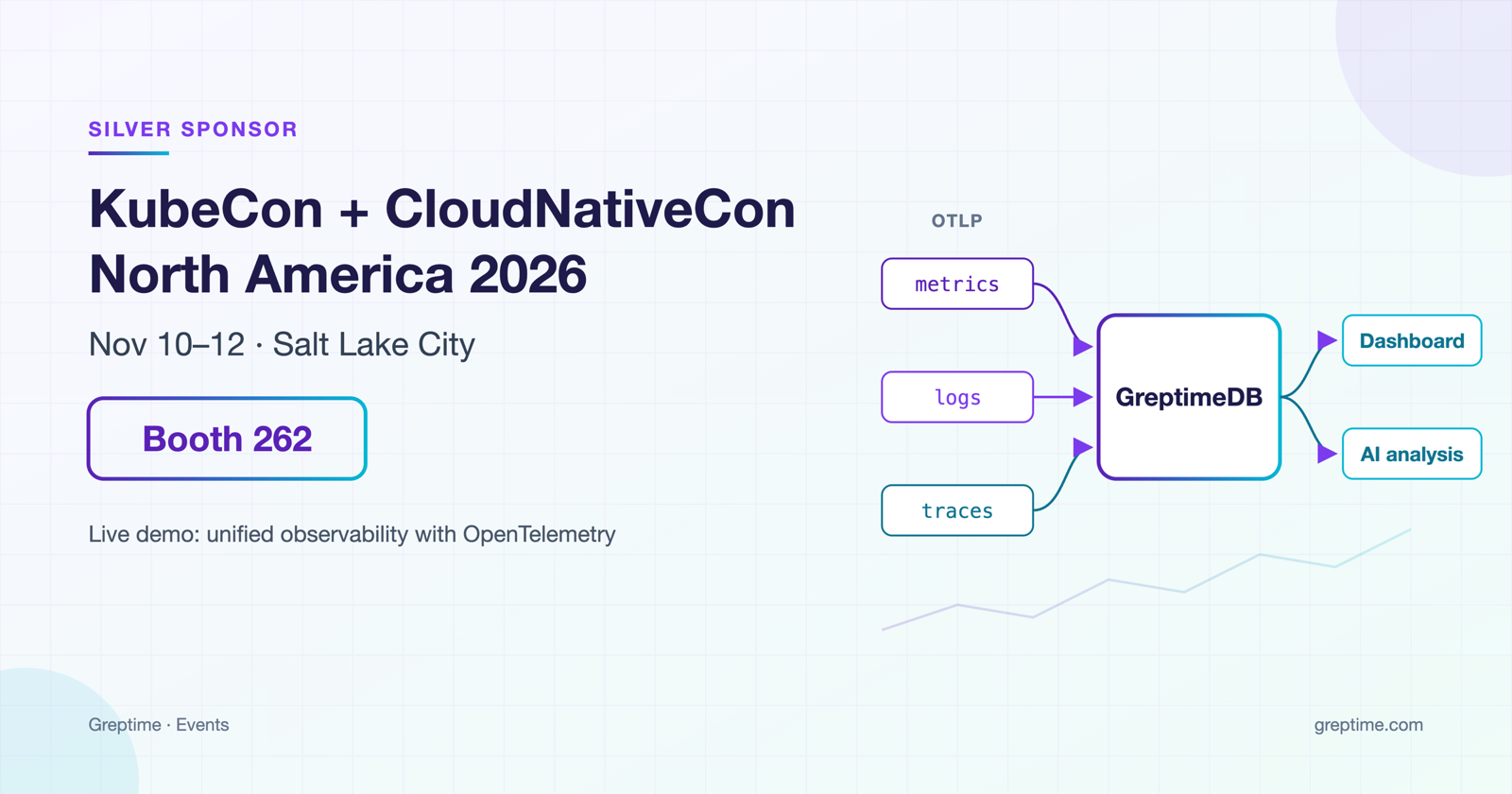 Meet Greptime at KubeCon + CloudNativeCon North America 2026, Booth 262